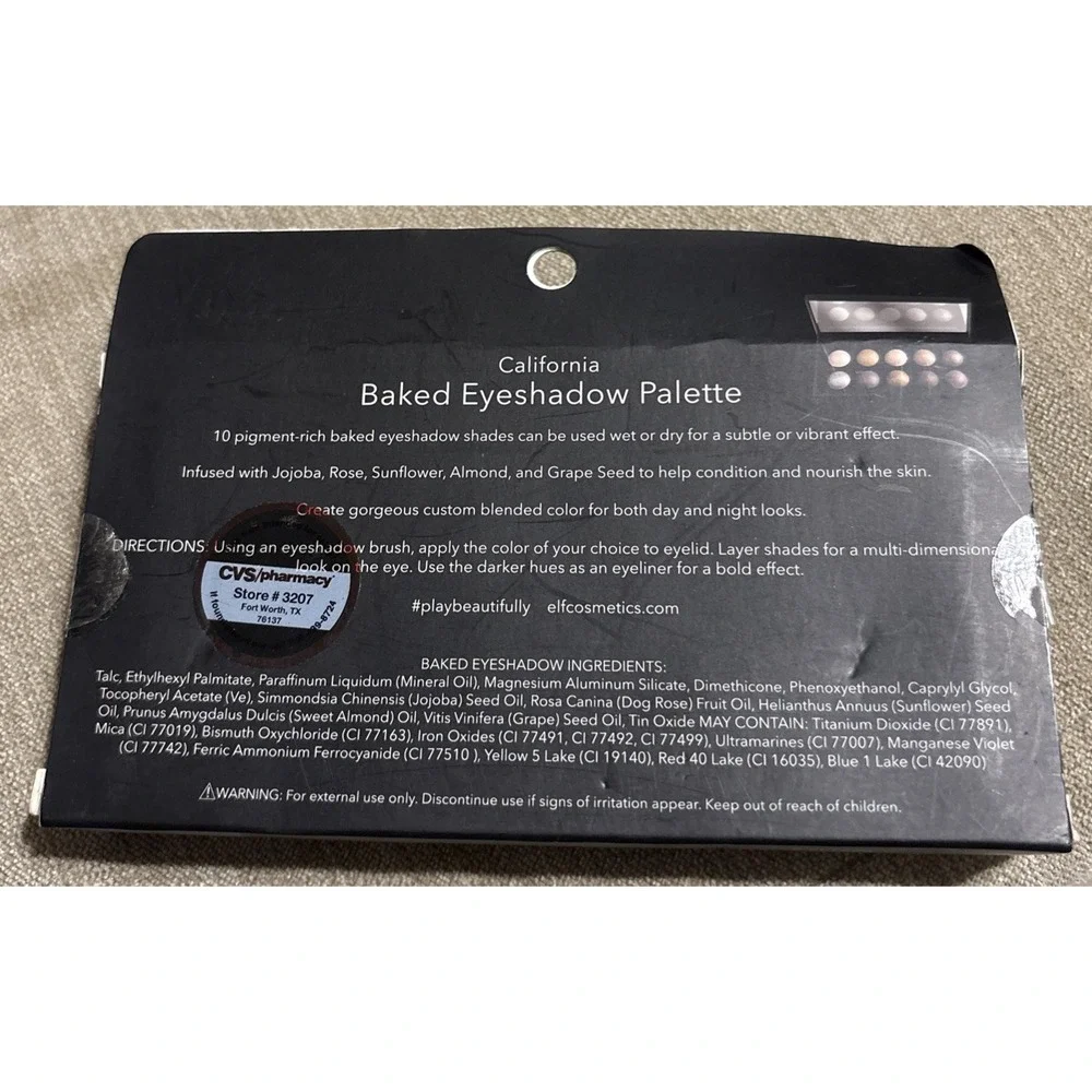 E.L.F. Baked Eyeshadow Palette #85132 CALIFORNIA ~ 10 Shades